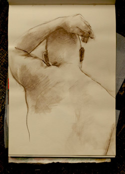 life drawing, sketchbook, mixed media