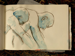 life drawing, sketchbook, mixed media