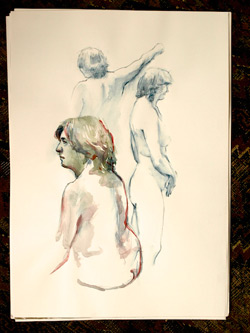 life drawing, mixed media