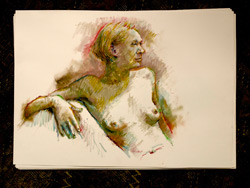 life drawing, oil pastel