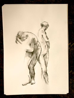 life drawing, mixed media