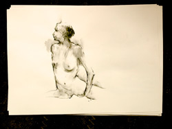 life drawing, mixed media