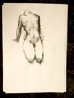 life drawing, mixed media