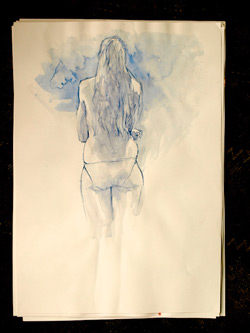 life drawing, mixed media