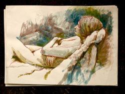 life drawing, mixed media