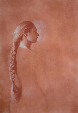 preparatory drawing for portrait, pastel