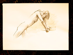 life drawing, water soluble pencil