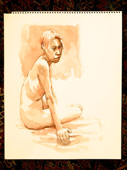 life drawing, mixed media