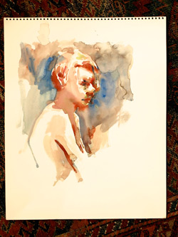 life drawing, watercolour