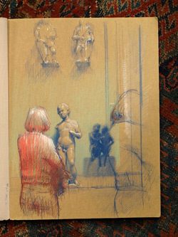 V & A drawing, sketchbook, pastel