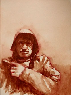 Self Portrait, watercolour
