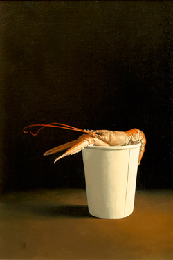 Langoustine, acrylic on board