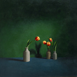 Four Pots, acrylic on linen, 20 x 20 inches