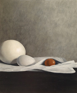 Three Eggs three of 3, acrylic on board