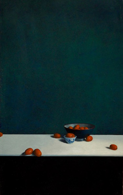 Kumquats, acrylic on board